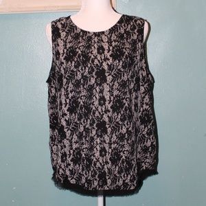Who What Wear Lace Print Top
